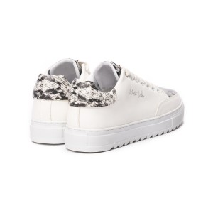 Witte designer sneakers met slangenpatroon