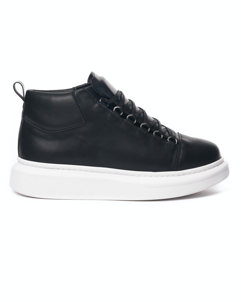 Uomo Alte Sneakers Scarpe Nero-Bianco | Martin Valen