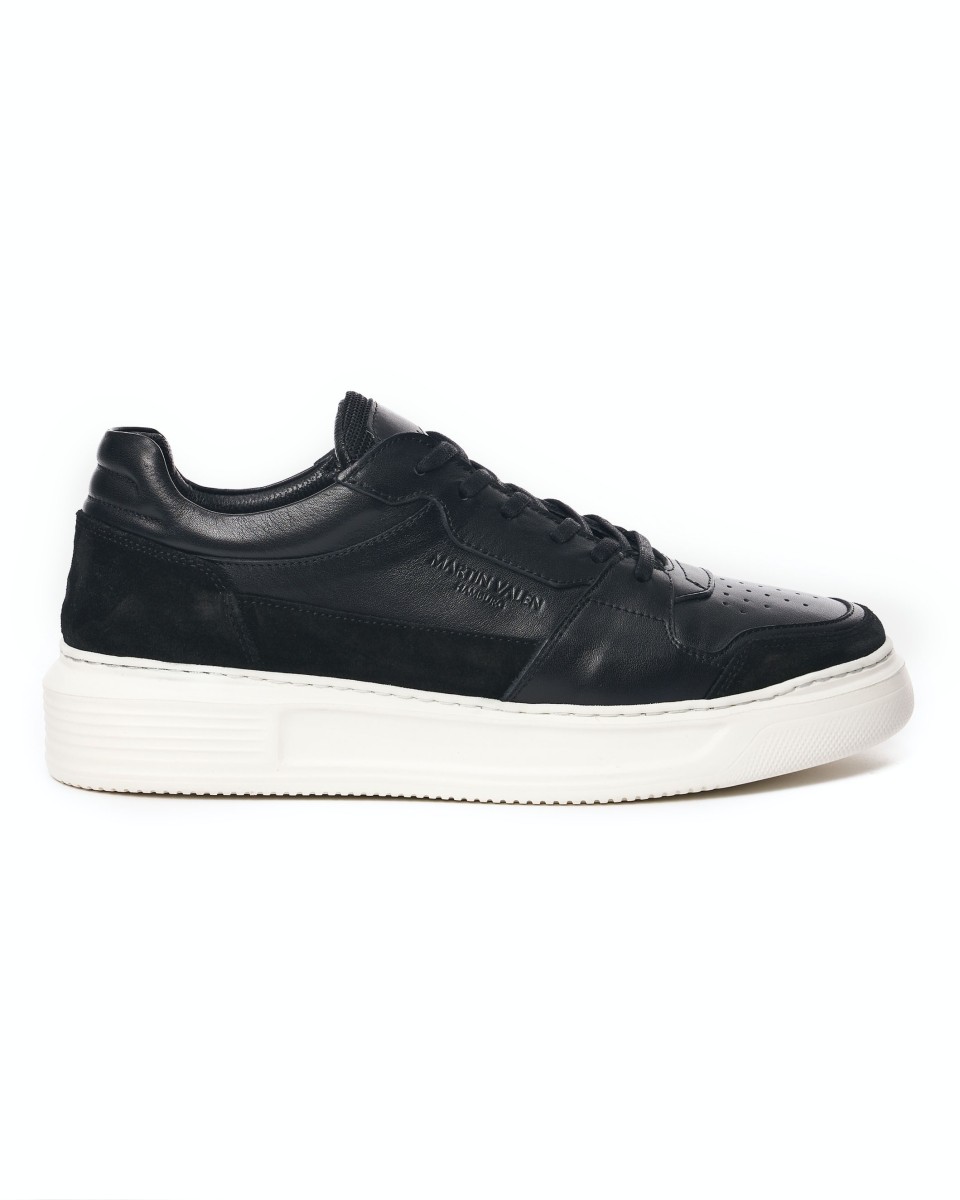 Smart Casual Schwarz Leder Schuhe Seite Blick