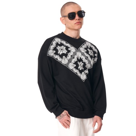 Men's Oversize Basic Sweatshirt Ethnic Designer Black | Martin Valen