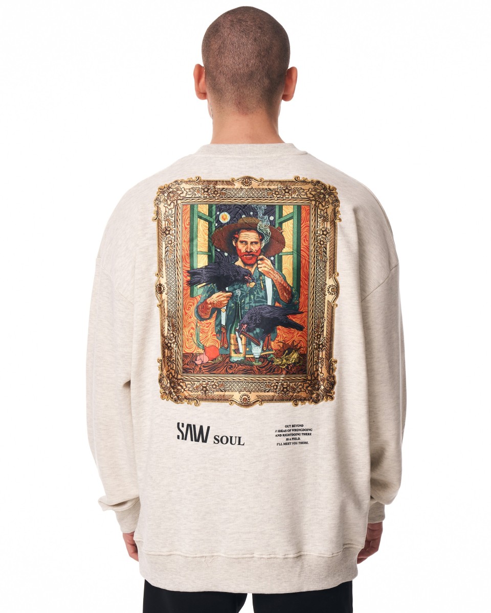 Men's Oversized Sweatshirt Round Neck Designer Grey | Martin Valen