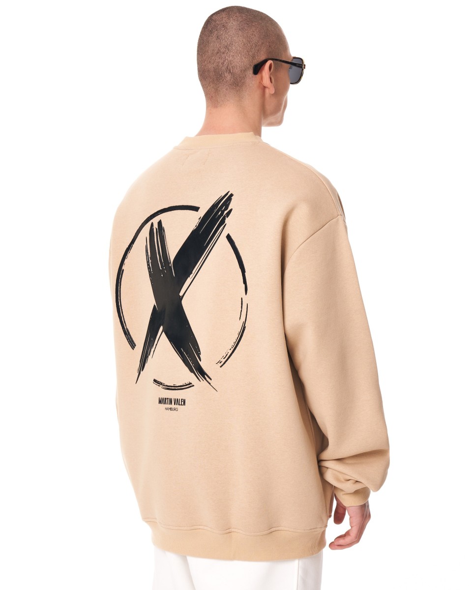 Men's Oversized Sweatshirt X-Mark Cream | Martin Valen