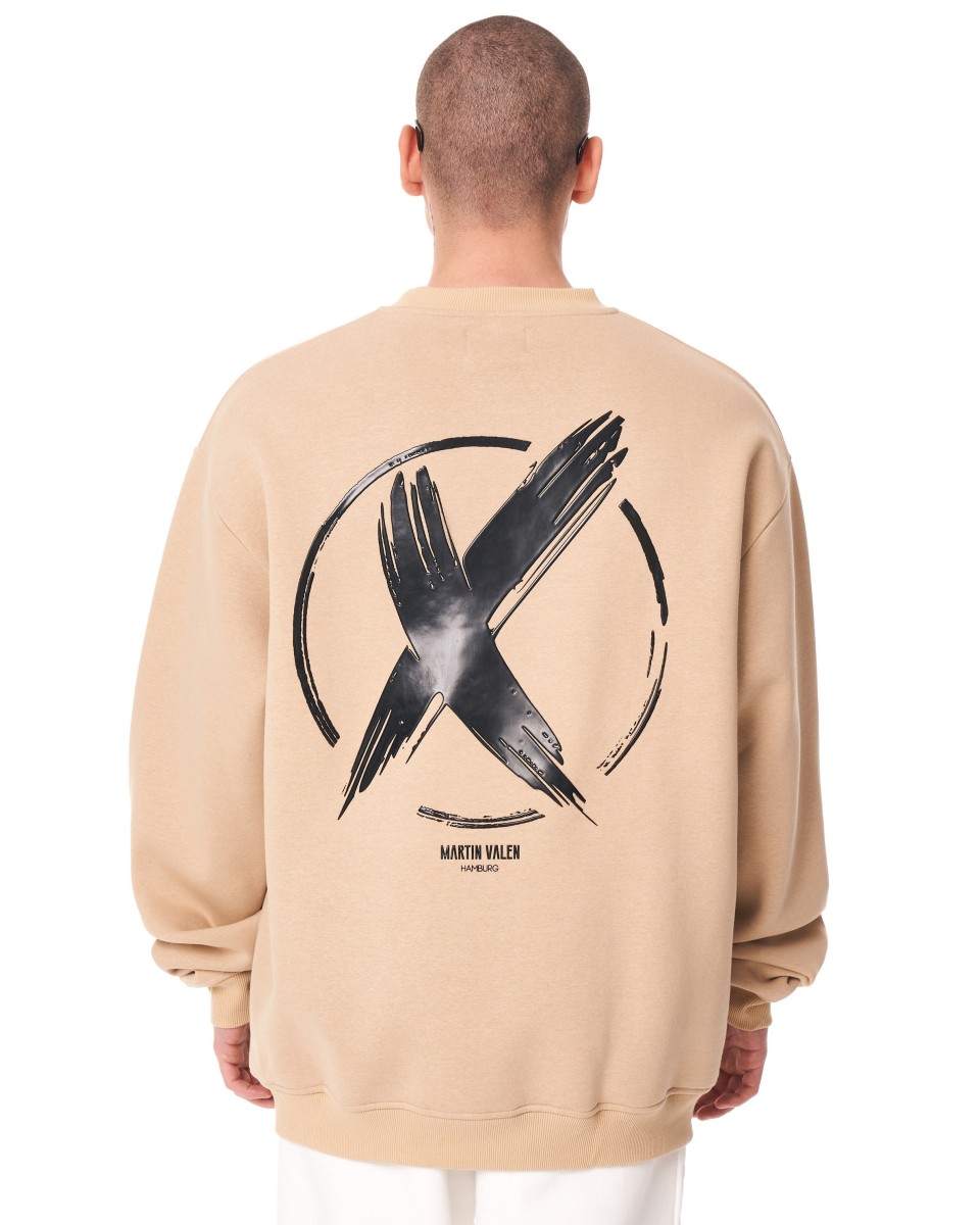 Felpa oversize da uomo X-Mark Crema | Martin Valen
