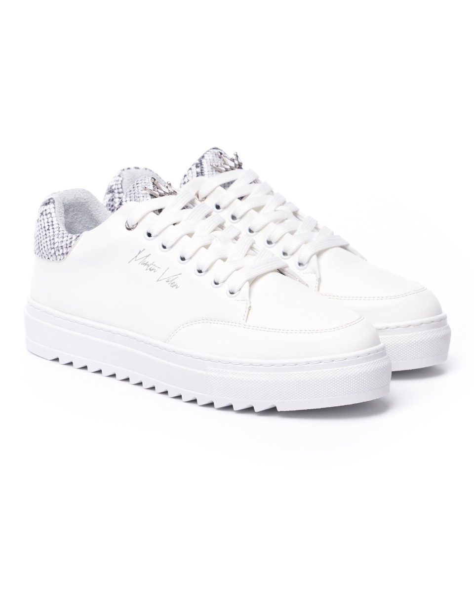 Herren Low Top Sneakers Schlangen Designerschuhe mit Krone in weiss | Martin Valen 2