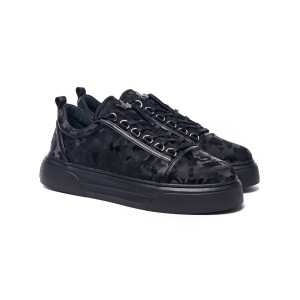 Tênis Casual Masculino Sneakers Coroa Camuflado Preto | Martin Valen