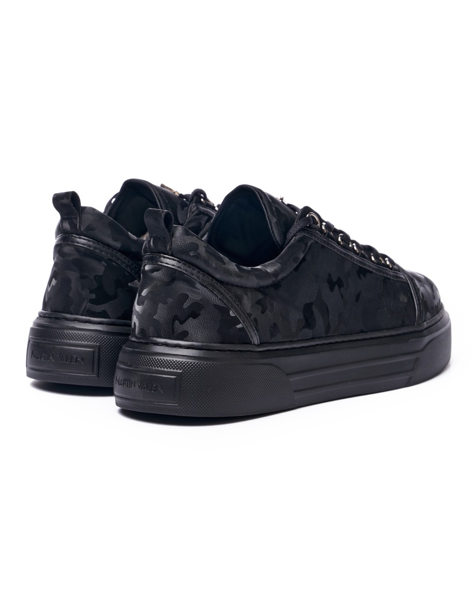 Tênis Casual Masculino Sneakers Coroa Camuflado Preto | Martin Valen