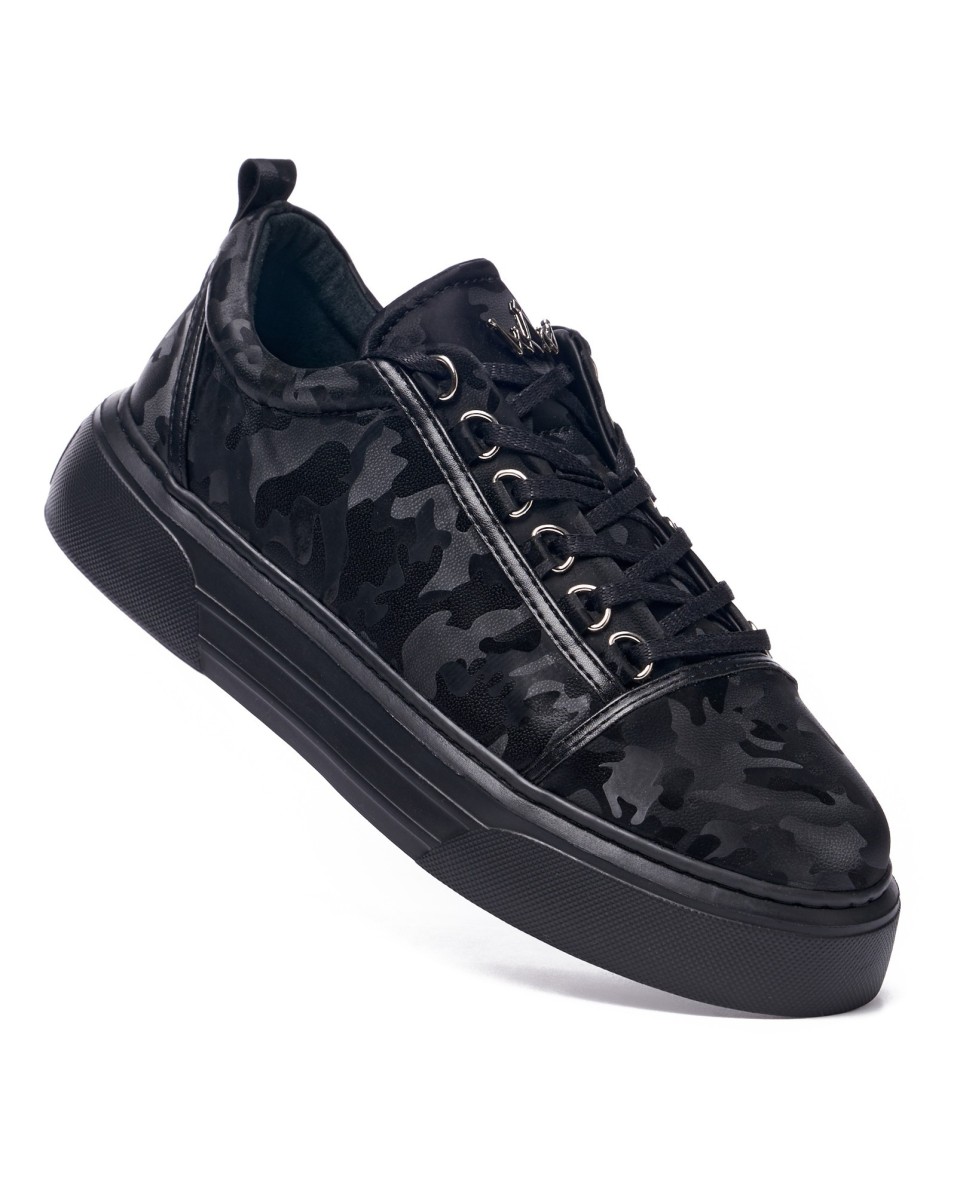 Tênis Casual Masculino Sneakers Coroa Camuflado Preto | Martin Valen