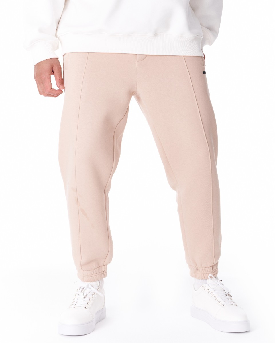 Men's Oversized Front Pintuck Jogger in Beige | Martin Valen 2