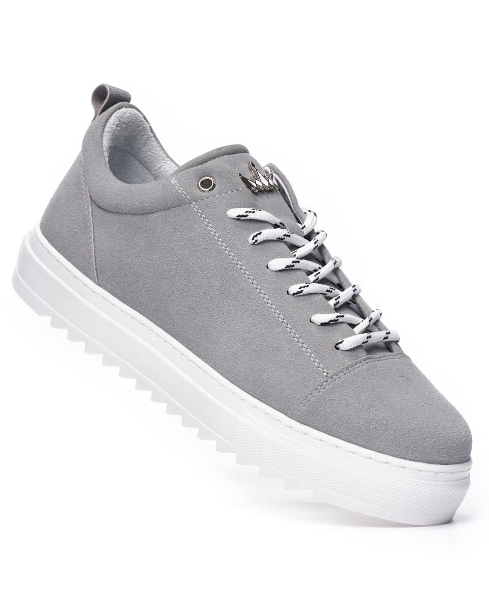 Scarpe Sneakers Basse in Camoscio Grigio da Uomo | Martin Valen