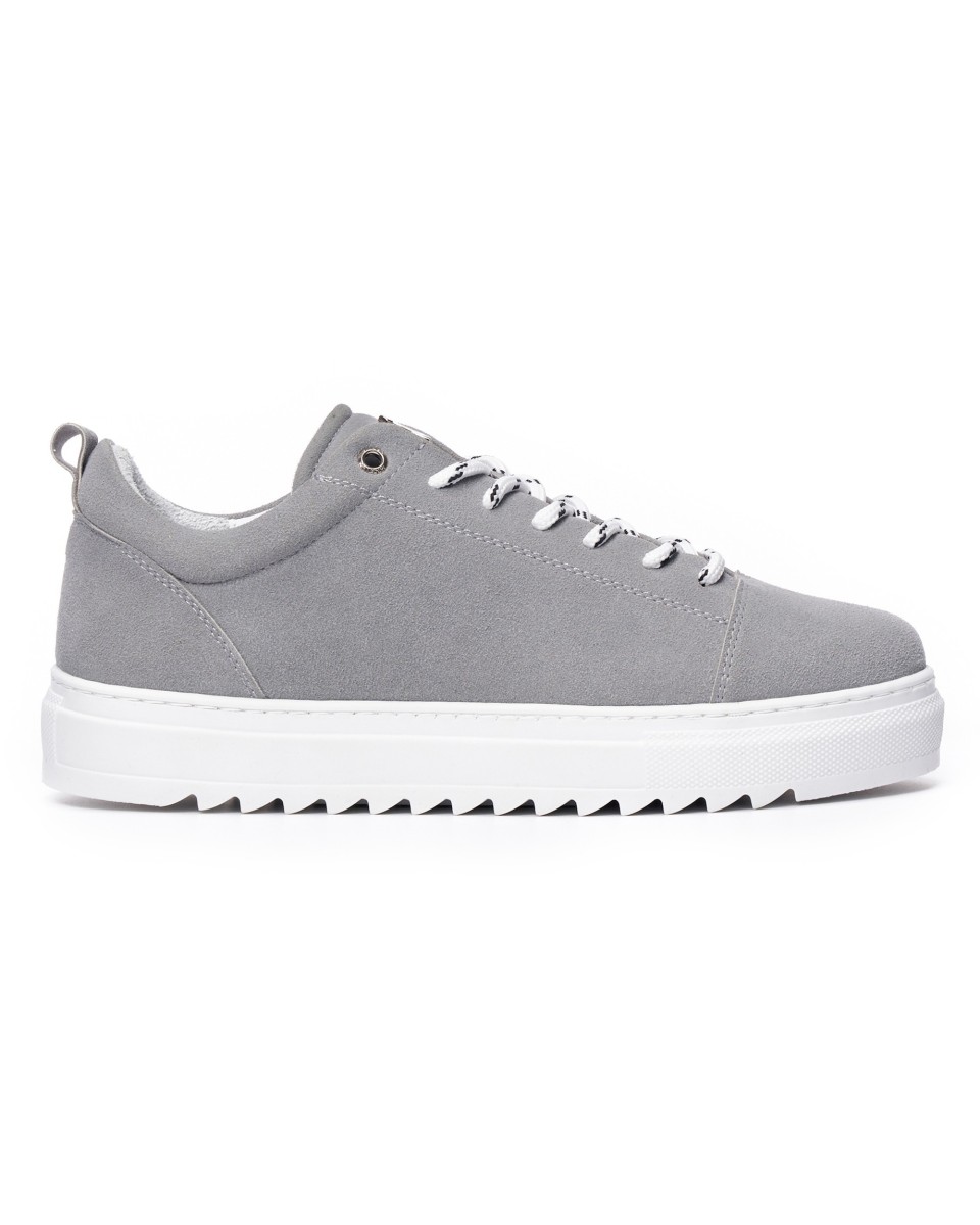 Scarpe Sneakers Basse in Camoscio Grigio da Uomo | Martin Valen