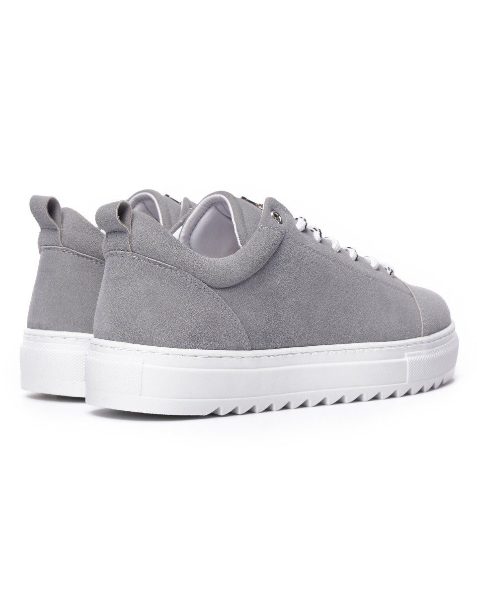 Scarpe Sneakers Basse in Camoscio Grigio da Uomo | Martin Valen
