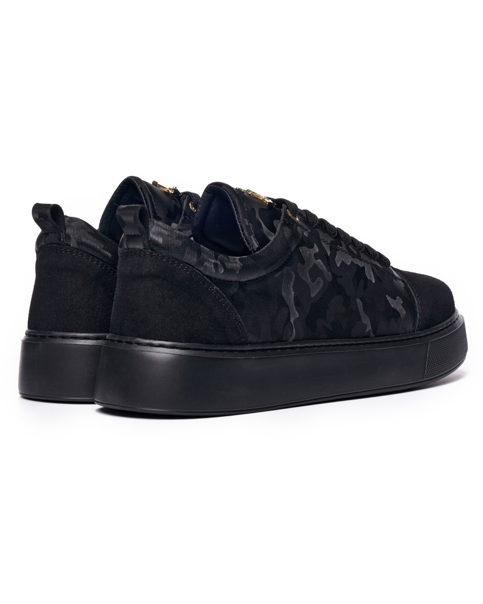 Hommes Plateforme Sneakers Couronné Basket Noir-Camouflage | Martin Valen 2