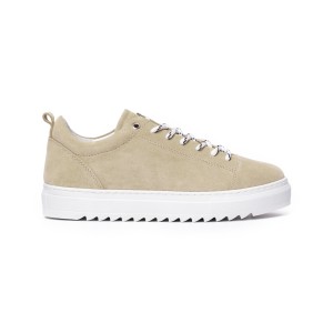 Men’s Low Top Genuine Leather Sneakers Shoes Beige | Martin Valen