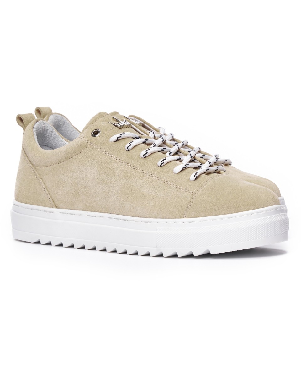 Scarpe Sneakers basse da uomo in vera pelle Beige | Martin Valen 2