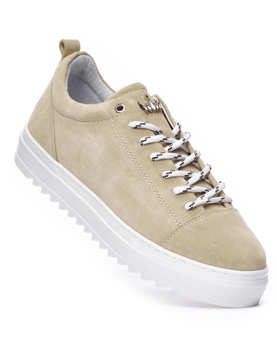 Baskets Basses pour Hommes en Cuir Véritable Beige | Martin Valen