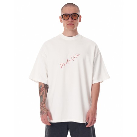 Z-Rebel Weißes T-Shirt mit Wasserbasiertem Druck in Oversize | MV
