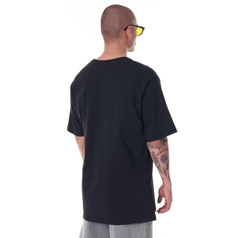 T-shirt Nera Stampata Oversize da Uomo | Martin Valen
