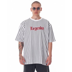 Men's Line Detail Applique Embroidered Oversized White T-shirt | Martin Valen