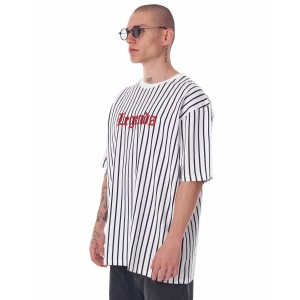 Men's Line Detail Applique Embroidered Oversized White T-shirt | Martin Valen