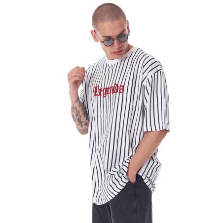 Men's Line Detail Applique Embroidered Oversized White T-shirt | Martin Valen