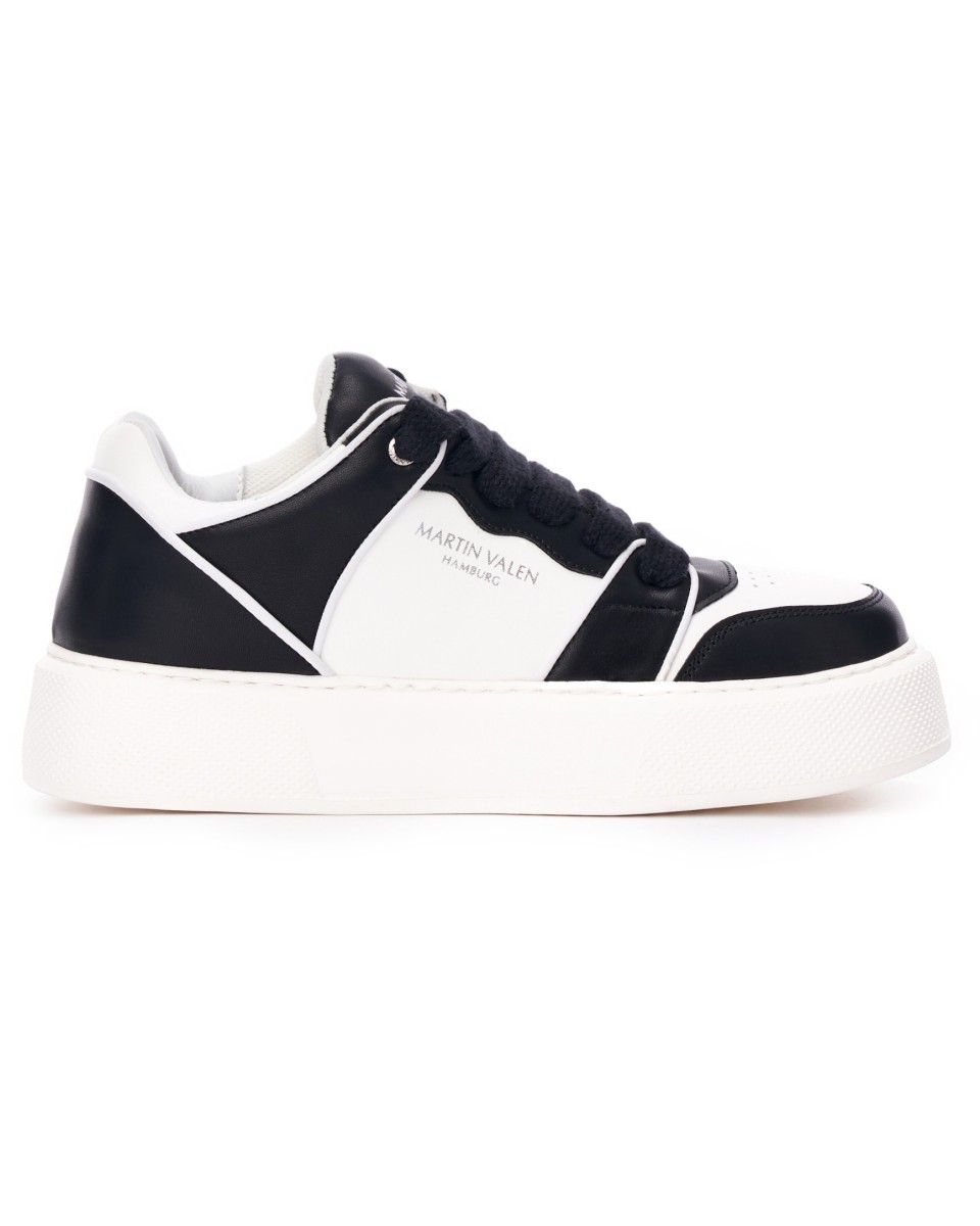 Sapatilhas altas bicolores para homem em preto e branco