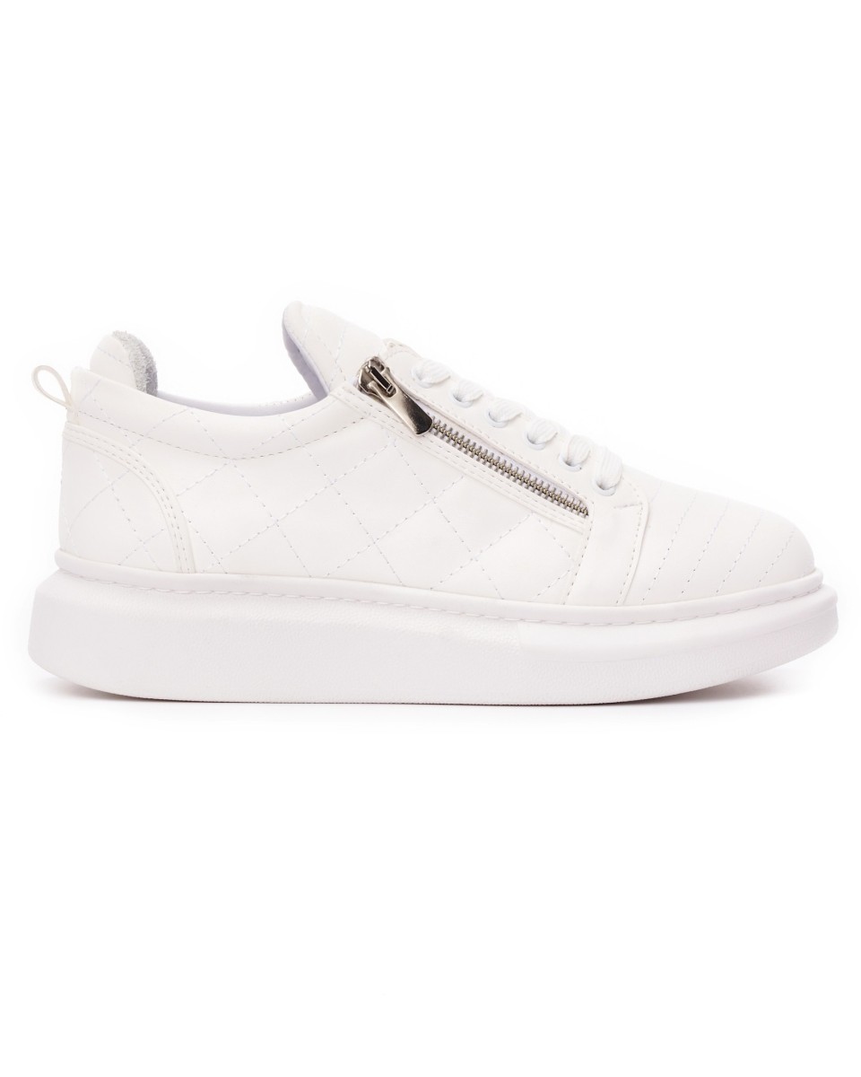 Homem Sneakers Cosidos Zip Basket Branco | Martin Valen