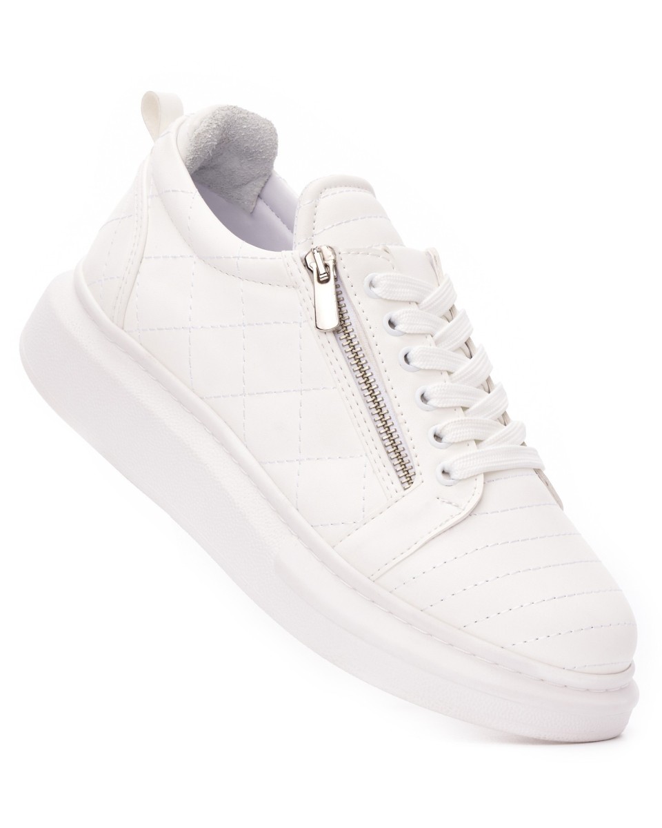 Heren Stitch Zipper Sneakers Schoenen Wit | Martin Valen 2