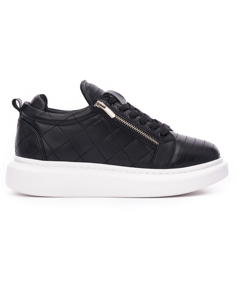Herren Sneakers Schuhe mit Reissverschluss und Naht in schwarz | Martin Valen