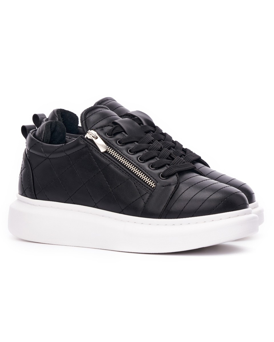 Herren Sneakers Schuhe mit Reissverschluss und Naht in schwarz | Martin Valen 2