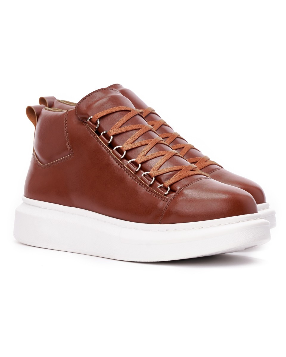 Hommes Montantes Sneakers Basket Tan | Martin Valen 2