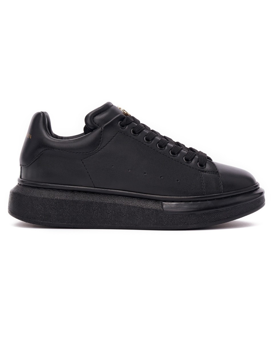 Homem Coroa Sola Alta Sneakers Tênis Preto Total | Martin Valen