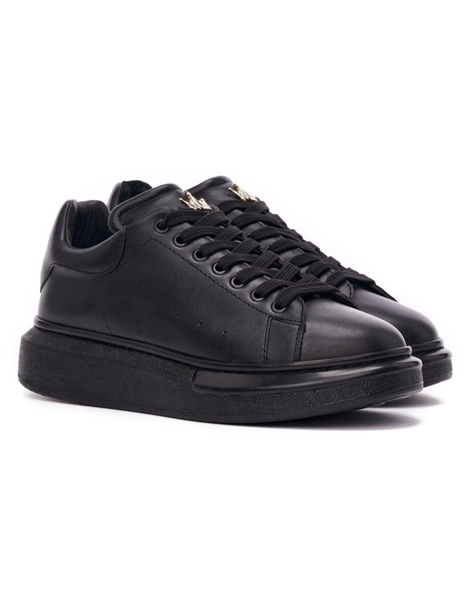 Homem Coroa Sola Alta Sneakers Tênis Preto Total | Martin Valen 2