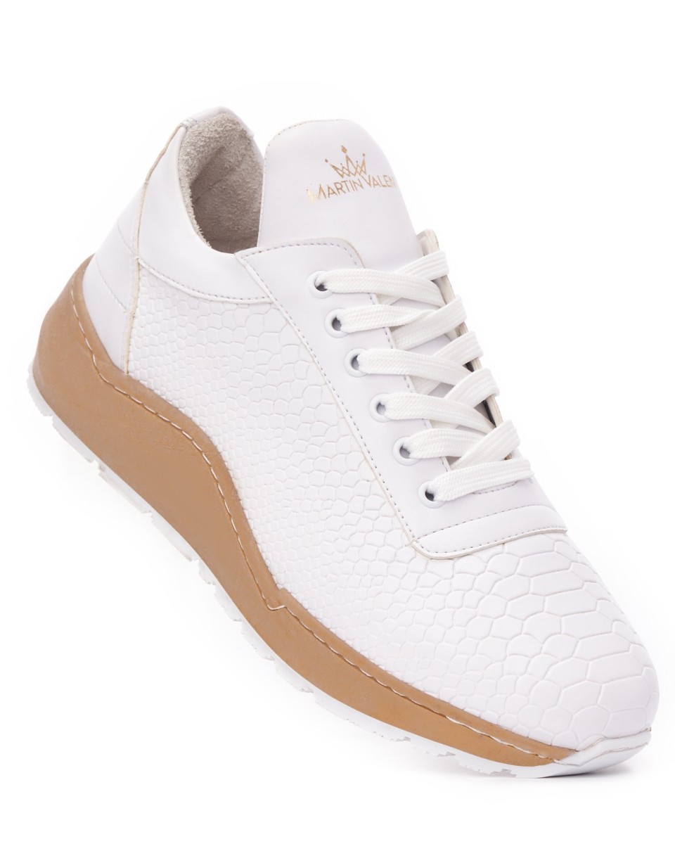 Men's Chunky Sneakers Lizard Shoes White | Martin Valen