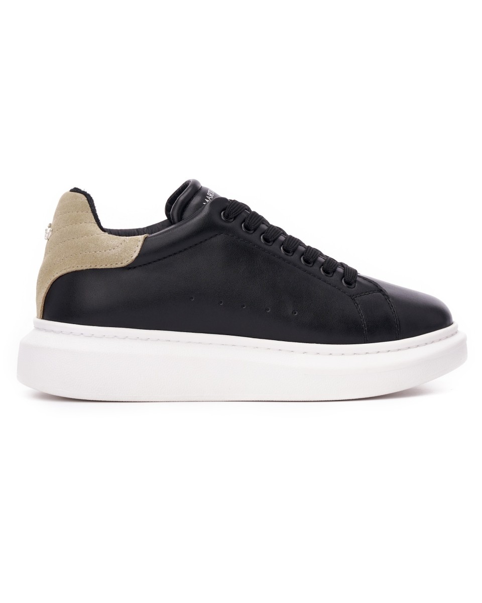Zapatos V-Harmony para Hombres en Negro-Blanco con Tirador de Talón en Ante | Martin Valen