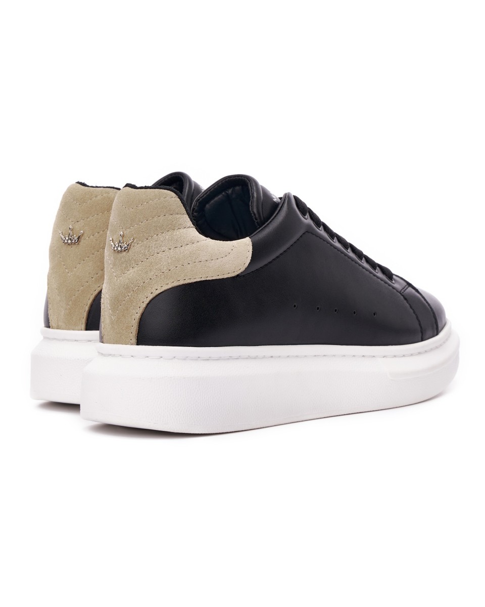 Zapatos V-Harmony para Hombres en Negro-Blanco con Tirador de Talón en Ante | Martin Valen