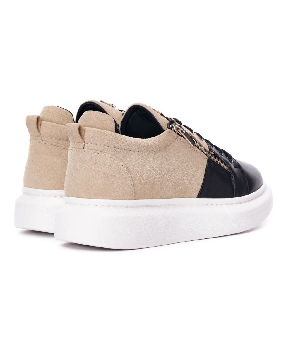 Plateforme Sneakers Designer Zip Basket Crème-Noir | Martin Valen 2