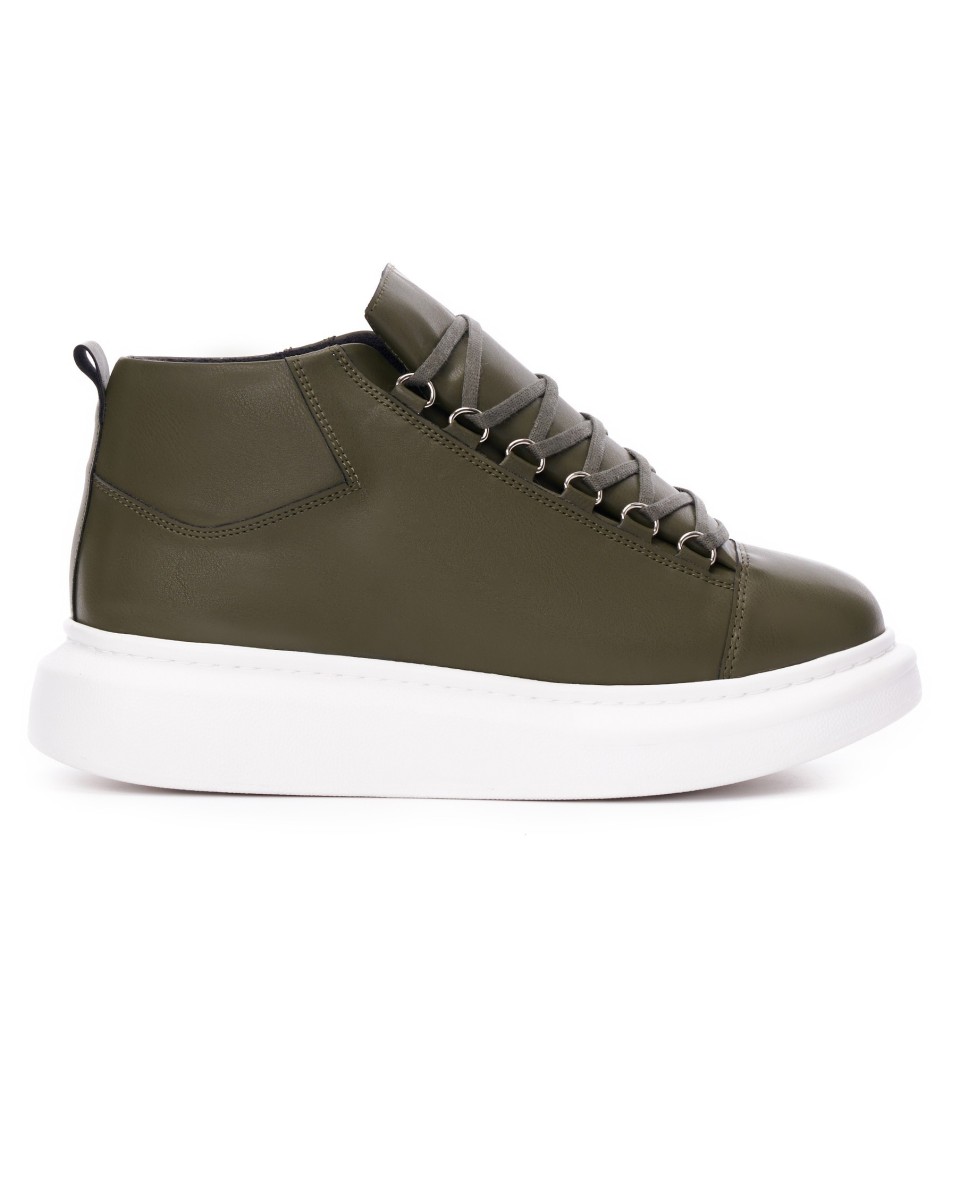 Hommes Montantes Sneakers Basket Kaki | Martin Valen