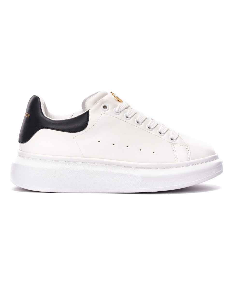 Hommes Chaussures Sneakers à Semelle Épaisse Couronnée Blanc-Noir 2