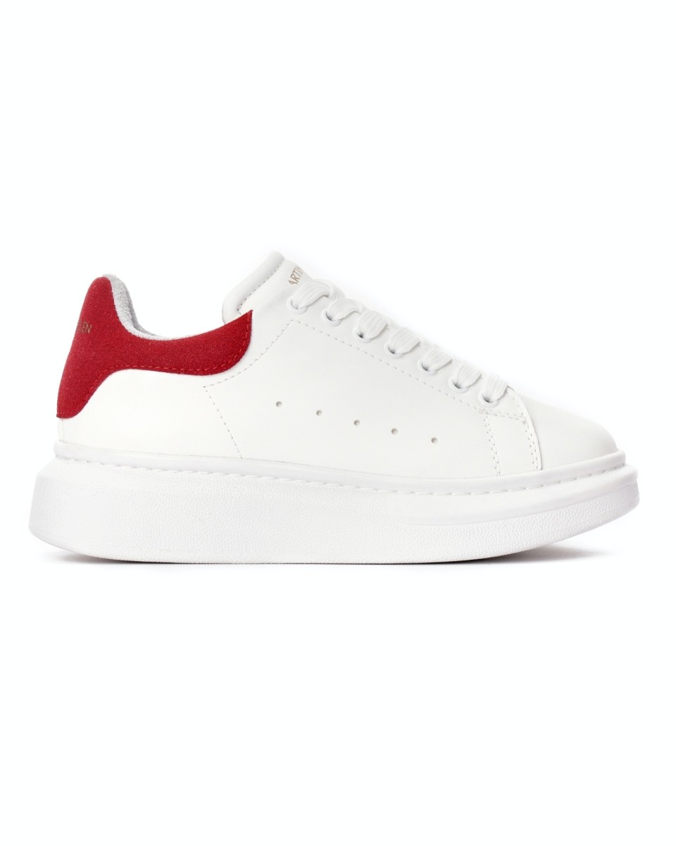Martin Valen Women’s Chunky Sneakers in White and Red | Martin Valen