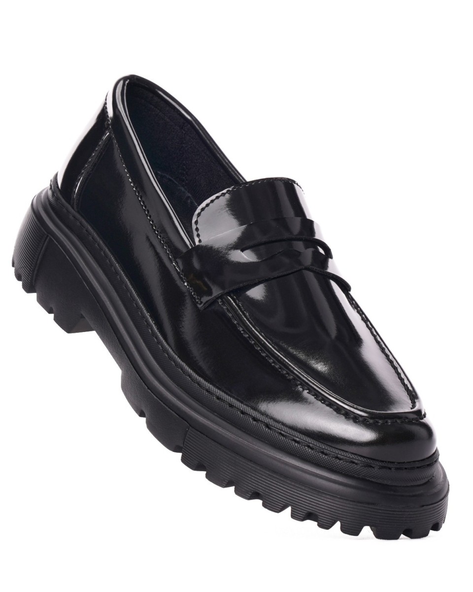 Mocassins noirs avec semelle haute 2