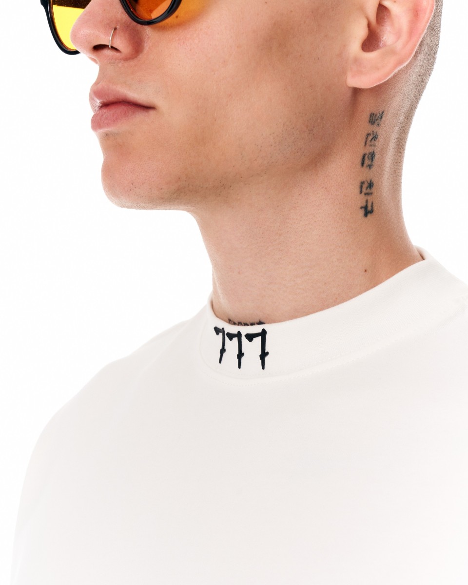 ‘777’ Men’s Oversized Designer T-shirt with 3D Print Detail | Martin Valen