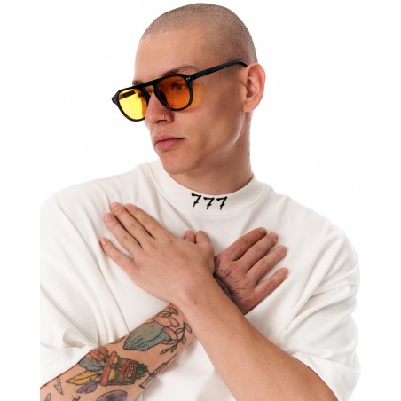 '777' Heren Oversized Designer T-shirt met 3D Print Detail | Martin Valen