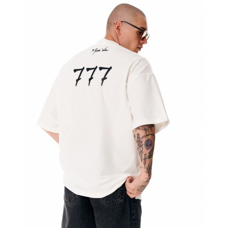 ‘777’ Men’s Oversized Designer T-shirt with 3D Print Detail | Martin Valen