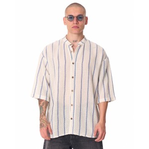 Chemise blanche surdimensionnée en tissu Sile rayé pour hommes | Martin Valen