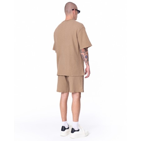 Set di pantaloncini marroni in tessuto di maglieria di velluto a coste oversize da uomo | Martin Valen