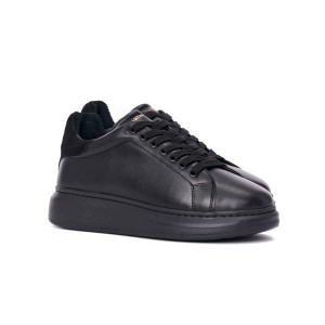 V-Harmony Women's Full Black Shoes With Suede Heel Tab | Martin Valen