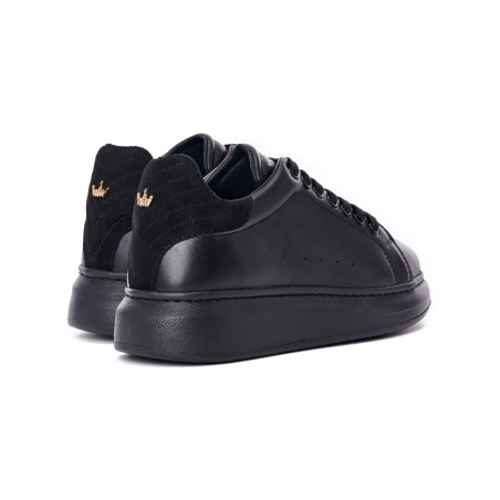 V-Harmony Women's Full Black Shoes With Suede Heel Tab | Martin Valen