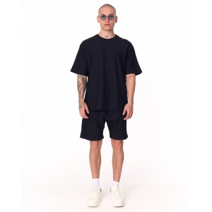 Ensemble de shorts noirs en tissu tricoté en velours côtelé surdimensionné pour hommes | Martin Valen