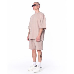 Übergroßer Shorts-Anzug aus leichtem Stoff für Herren Beige | Martin Valen