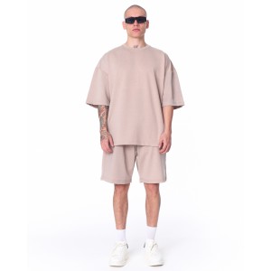 Übergroßer Shorts-Anzug aus leichtem Stoff für Herren Beige | Martin Valen